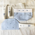 Blue Cotton Baby Bathroom Organizer Gift Set | Hand Embroidered Baby Bees