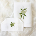 White Linen Bathroom Gift Set | Hand Embroidered Elderflowers Gordonsbury