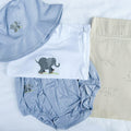 Gray & White Cotton Toddler Gift Set | Embroidered Safari Elephants