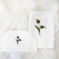 White Linen Bathroom Gift Set | Hand Embroidered Flamingo Flower