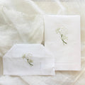 White Linen Bathroom Gift Set | Hand Embroidered Hydrangea | Gordonsbury