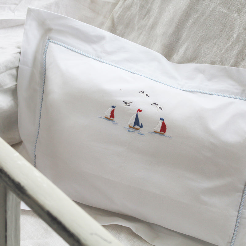 Nautical Boudoir Pillow Sham With Sailboats