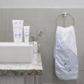 baby hooded towel nautical with blue stripe and sailboats