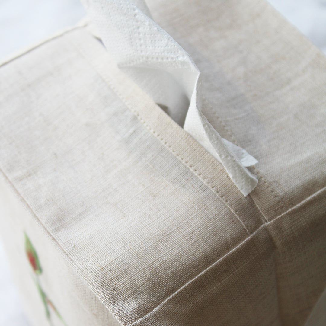 hand embroidered linen cotton tissue box cover