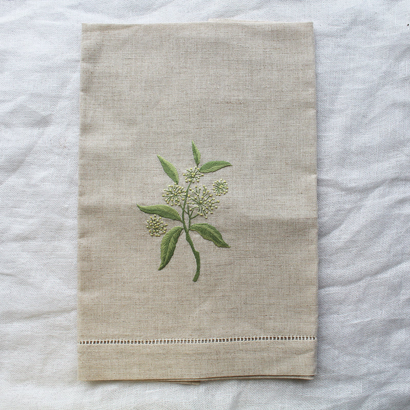 pure linen guest towel - natural elderflower