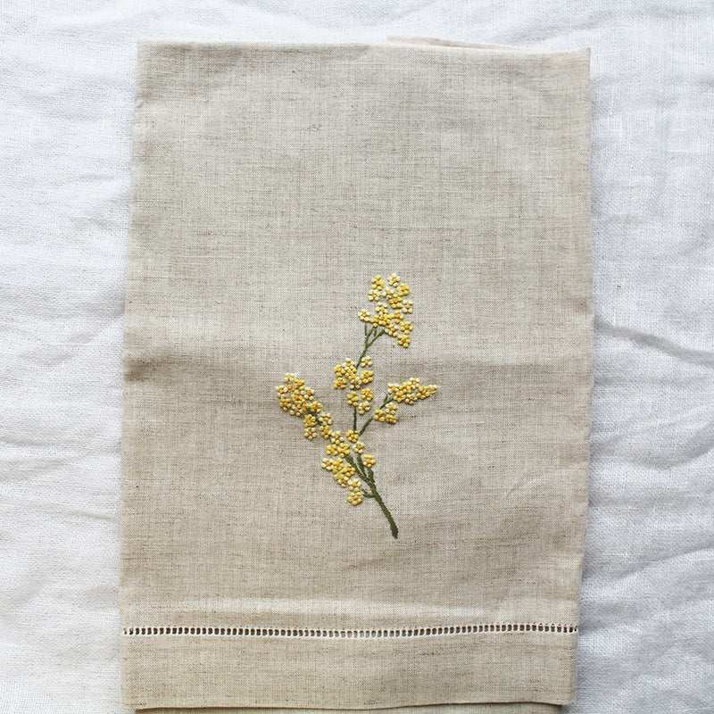 cotton linen embroidered guest towel