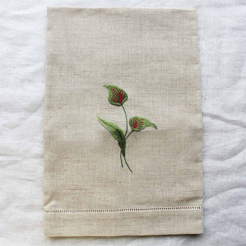 cotton linen embroidered guest towel