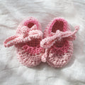 hand crocheted baby booties - pink