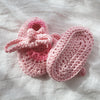 hand crocheted baby booties - pink