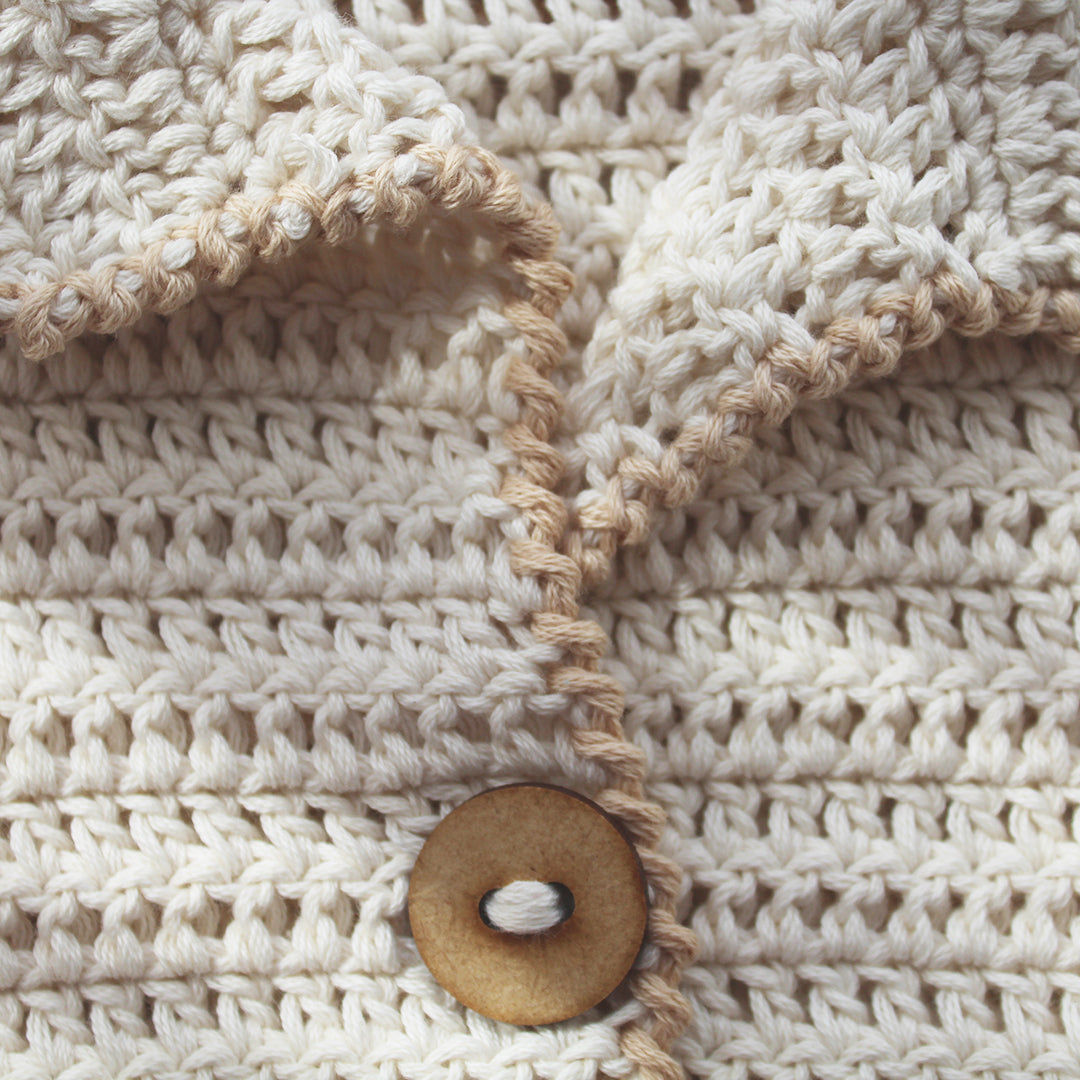 hand crocheted baby cardigan beige