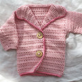 hand crocheted baby cardigan pink
