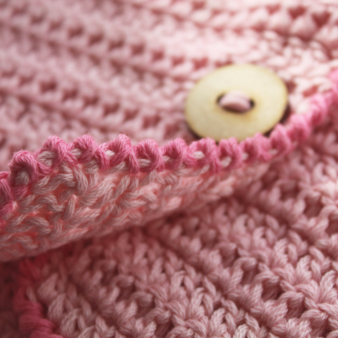 hand crocheted baby cardigan pink