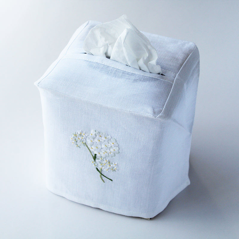 hand embroidered linen cotton tissue box cover