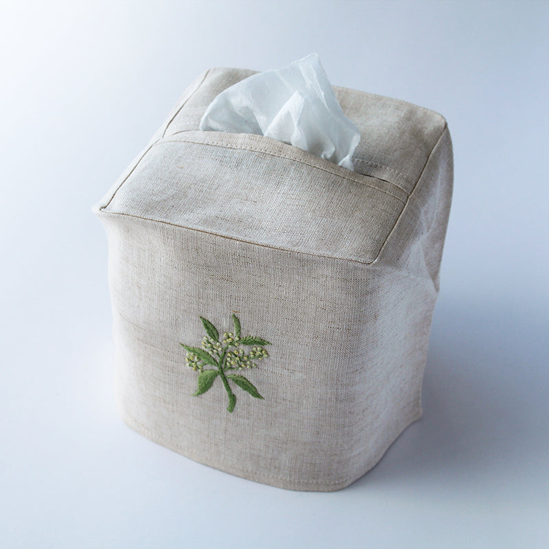 hand embroidered linen cotton tissue box cover