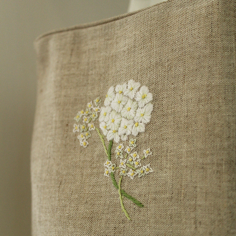 linen tissue box cover - natural hydrangea