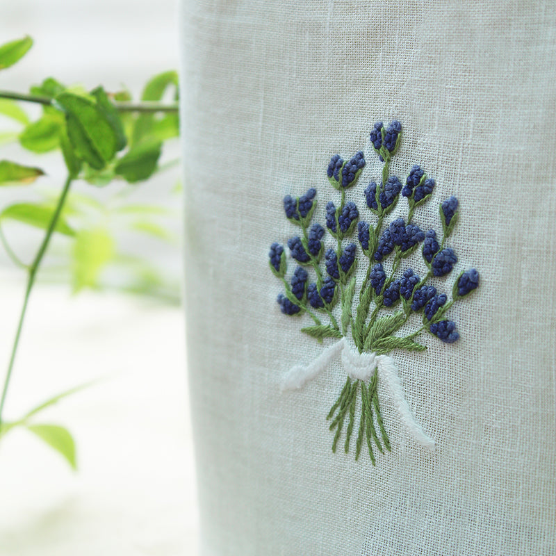 hand embroidered lavender linen cotton tissue box cover