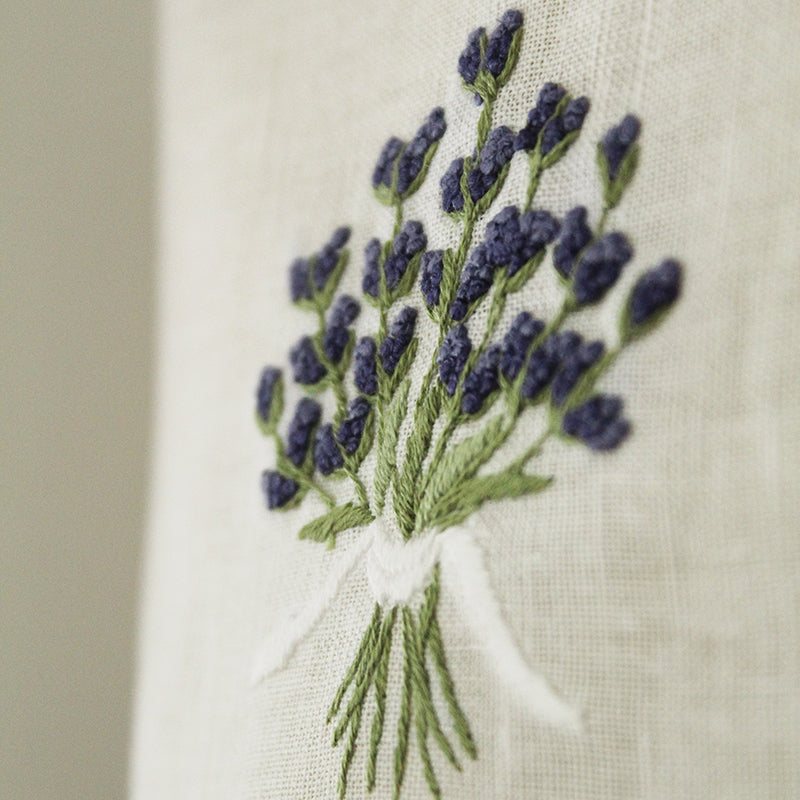 hand embroidered lavender linen cotton tissue box cover