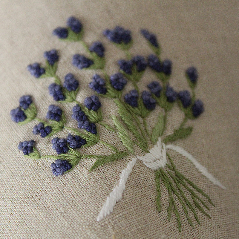 hand embroidered lavender linen cotton tissue box cover