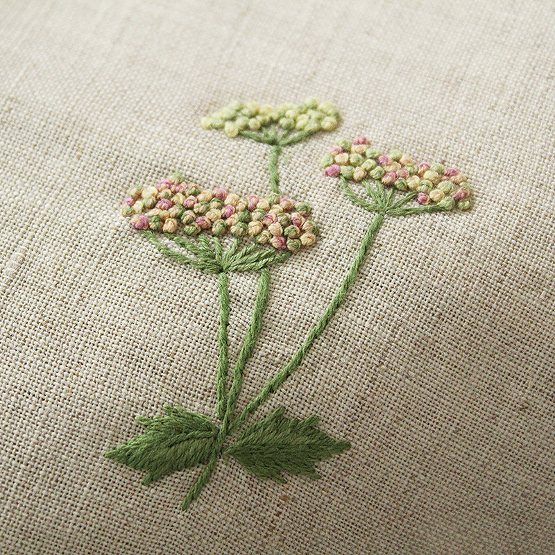 hand embroidered linen cotton tissue box cover detail