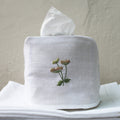 tissue box cover hand embroidered with meadow