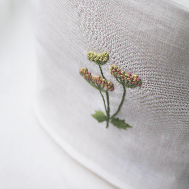 tissue box cover hand embroidered with meadow