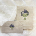 Natural Linen Bathroom Gift Set | Hand Embroidered Lavender | Gordonsbury