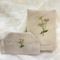 Natural Linen Bathroom Gift Set | Hand Embroidered Meadow Flowers | Gordonsbury