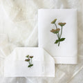 White Linen Bathroom Gift Set | Hand Embroidered Meadow Flowers | Gordonsbury
