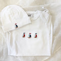 White Pima Cotton Newborn Sleep Sack Gift Set | Embroidered Nautical Sailboats