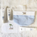 Blue Cotton Baby Bathroom Organizer Gift Set | Hand Embroidered Safari Elephant
