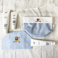 Blue Cotton Baby Bathroom Organizer Gift Set | Hand Embroidered Safari Lion