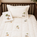 White Cotton Baby Bedding Set | Hand Embroidered Safari Animals