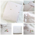 Pink & White Cotton Baby Bedding Set | Hand Embroidered Rosebuds