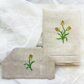 Natural Linen Bathroom Gift Set | Hand Embroidered Tulips