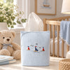 Cotton Nursery Tissue Box Cover, Hand Embroidered, Blue Striped Nautical Sailboats