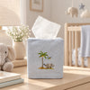 Cotton Nursery Tissue Box Cover, Hand Embroidered, Blue Gingham Elephant