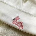 White Pima Cotton Beanie with Bunny and White Picot Trim