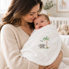 White Pima Cotton Newborn Receiving Blanket | Embroidered

