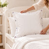 White Cotton Euro Pillow Sham hand embroidered Nautical Anchors and Buoys