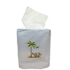 Cotton Nursery Tissue Box Cover, Hand Embroidered, Blue Gingham Elephant