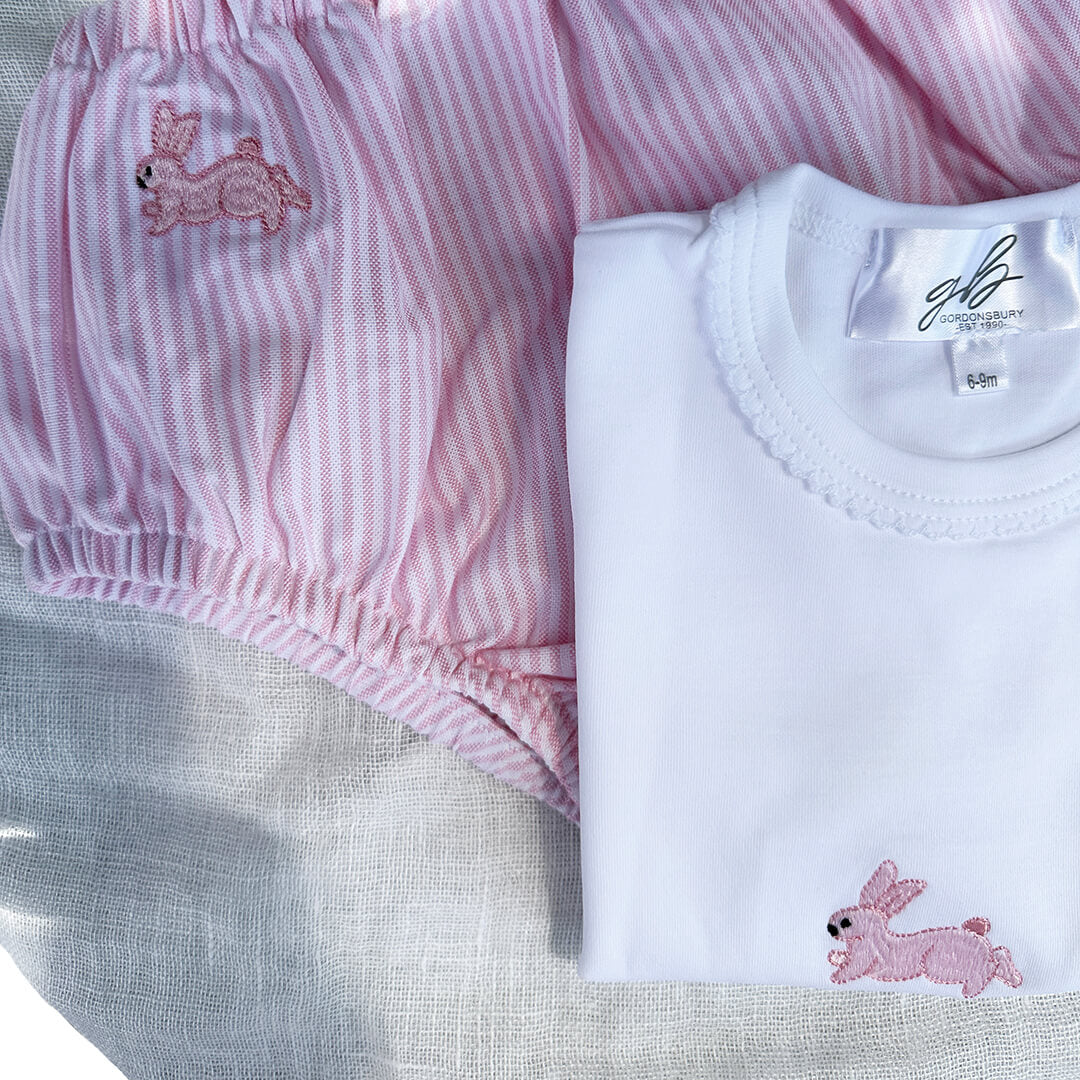 Cotton Diaper Cover and T Shirt Pink Bunny