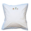 White Cotton Euro Pillow Sham hand embroidered Safari Animals