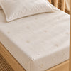 Cotton Crib Fitted Sheet | Hand Embroidered | Baby Bee White