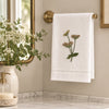 Pure Linen Guest Towel, Hand Embroidered Meadow, White