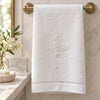 Pure Linen Guest Towel, Hand Embroidered Ornamental, White