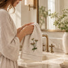 Pure Linen Guest Towel, Hand Embroidered Meadow, Natural