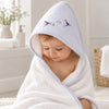 Pima Cotton Baby Hooded Towel | Hand Embroidered |Nautical Sailboats