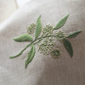 Pure Linen Guest Towel, Hand Embroidered Elderflower, Natural
