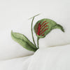 Pure Linen Guest Towel, Hand Embroidered Flamingo, White