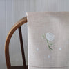 Pure Linen Guest Towel, Hand Embroidered Hydrangea, Natural